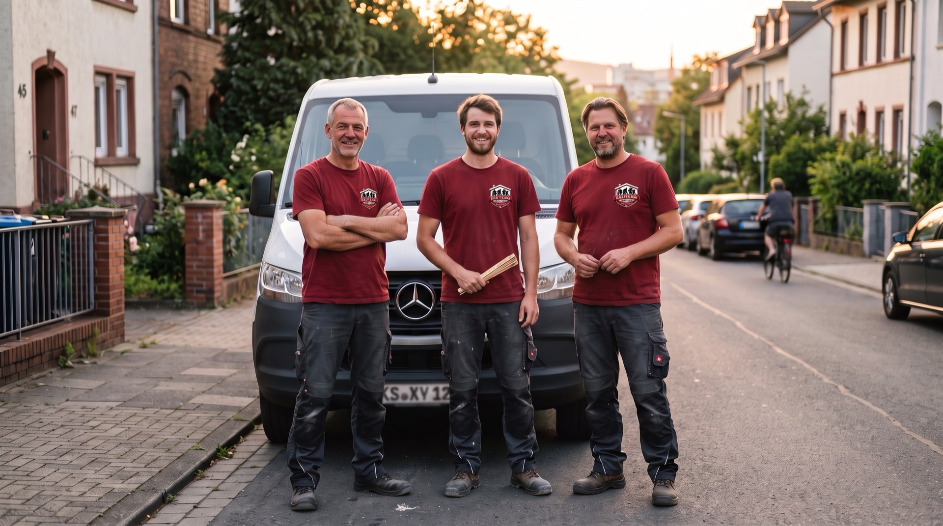 Das Team der Bau Team Kassel GmbH vor dem Firmenwagen